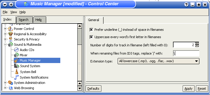 Control Center Dialog